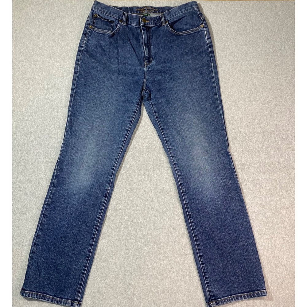 Lauren Jeans Co Ralph Lauren Straight Leg Jean Women Sz12 Blue Stretch Denim EUC